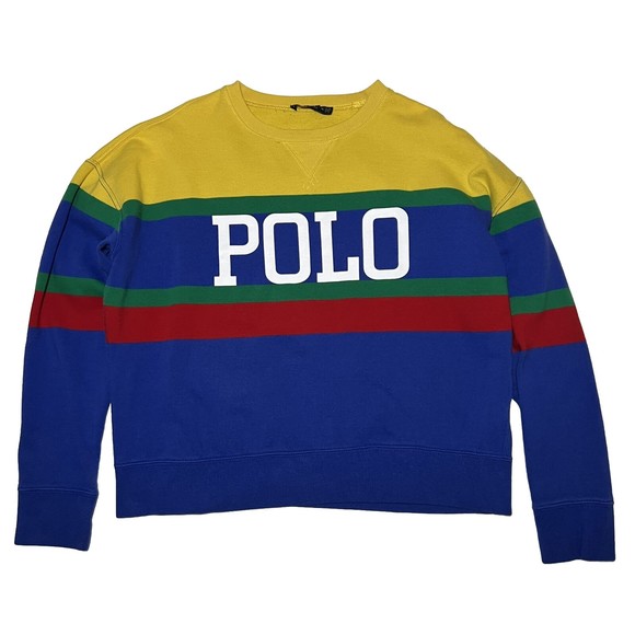 Polo Ralph Lauren Mens Striped Colorblock Crewneck Sweatshirt Size M